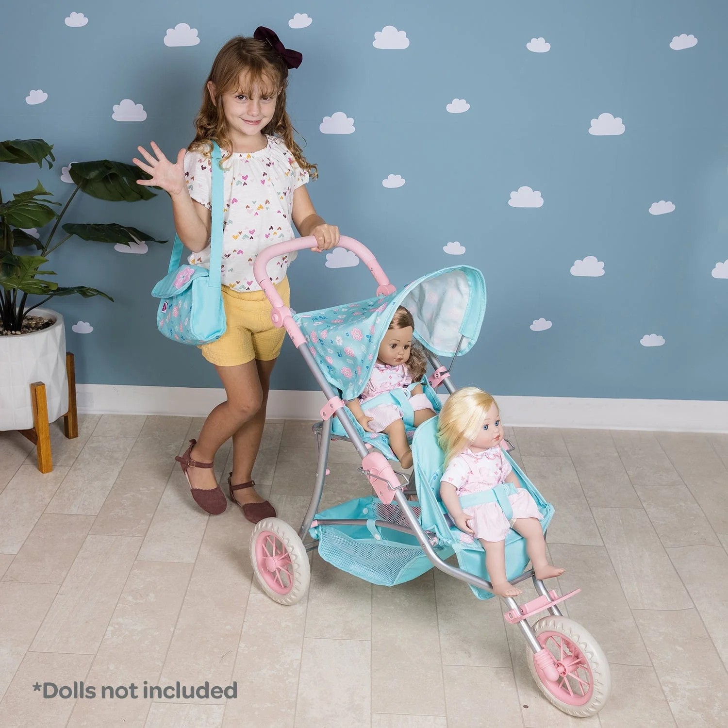 Adora Twin Jogger Baby Doll Stroller - Flower Power - Image 3