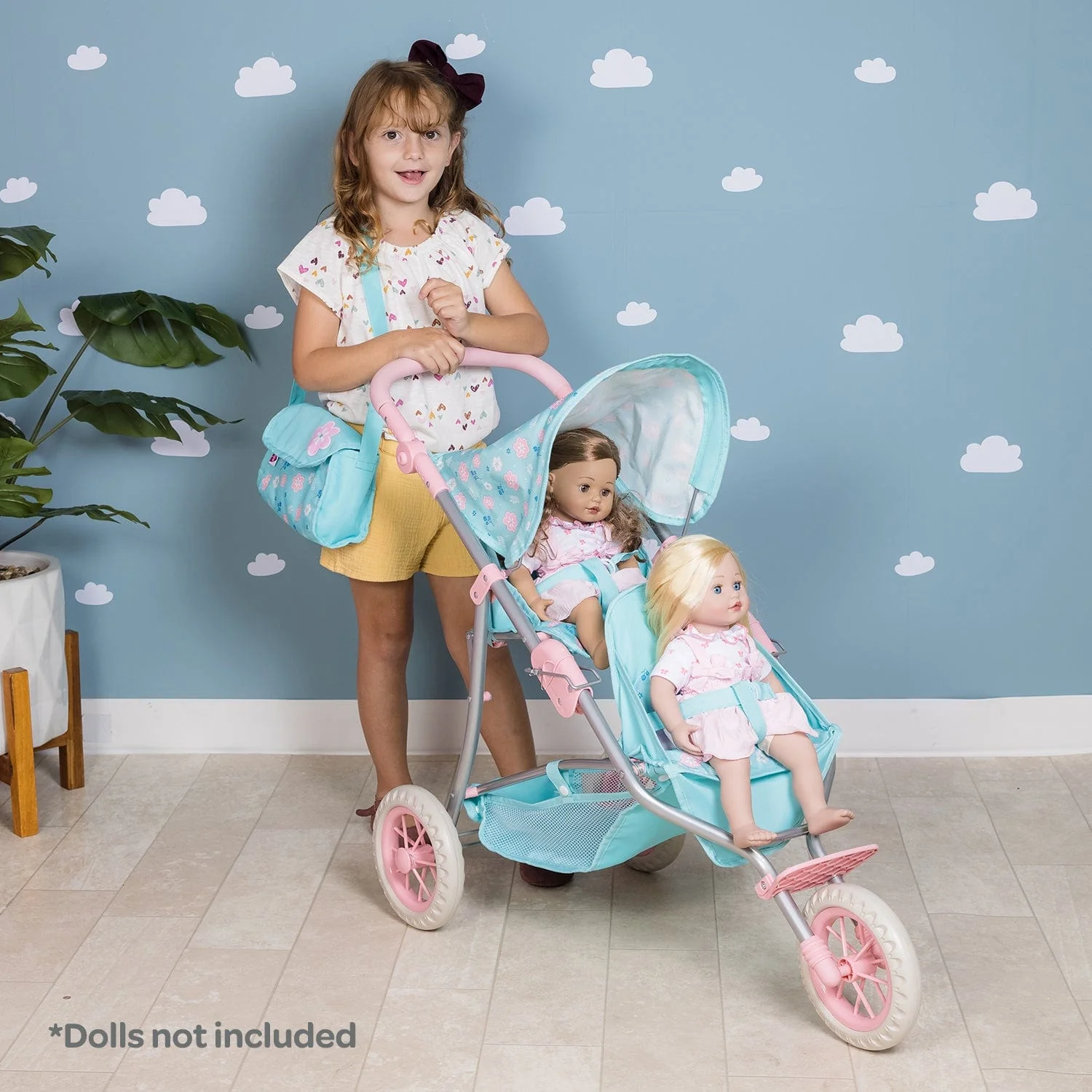 Adora Twin Jogger Baby Doll Stroller - Flower Power - Image 5