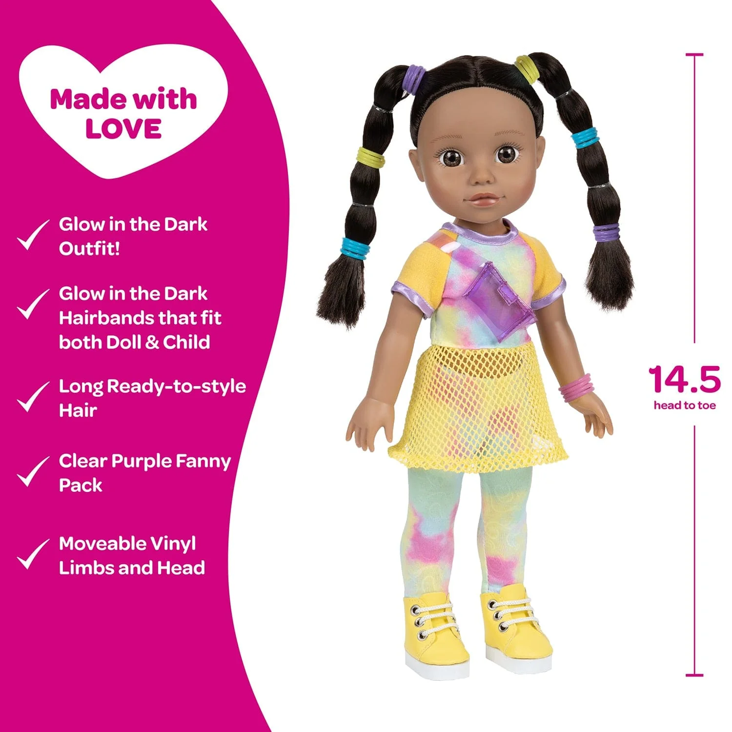 Adora Glow Girls Doll Set with Glow-in-the-Dark Clothes & Accessories - Harmony - Image 4