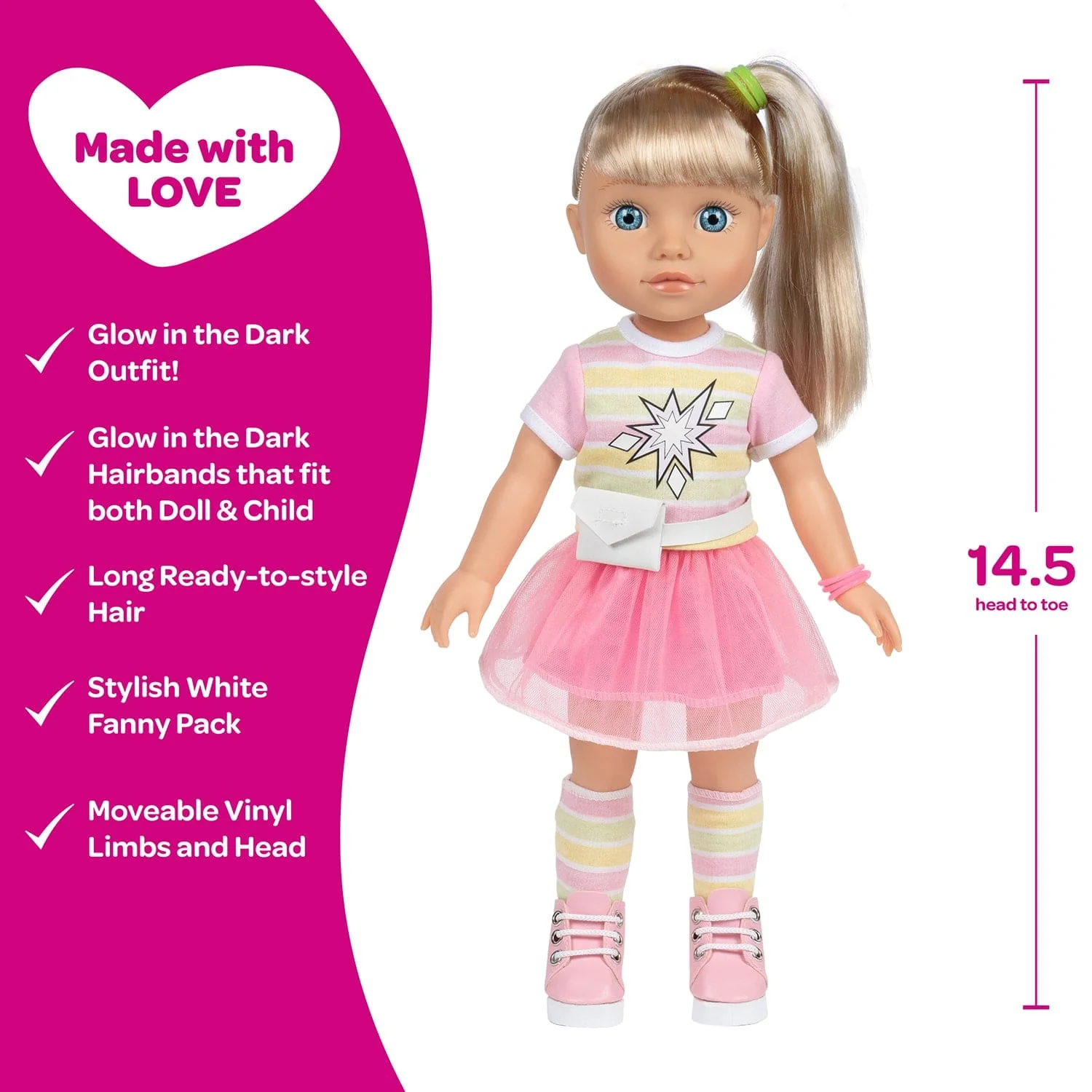 Adora Glow Girls Doll Set with Glow-in-the-Dark Clothes & Accessories - Riley - Image 4