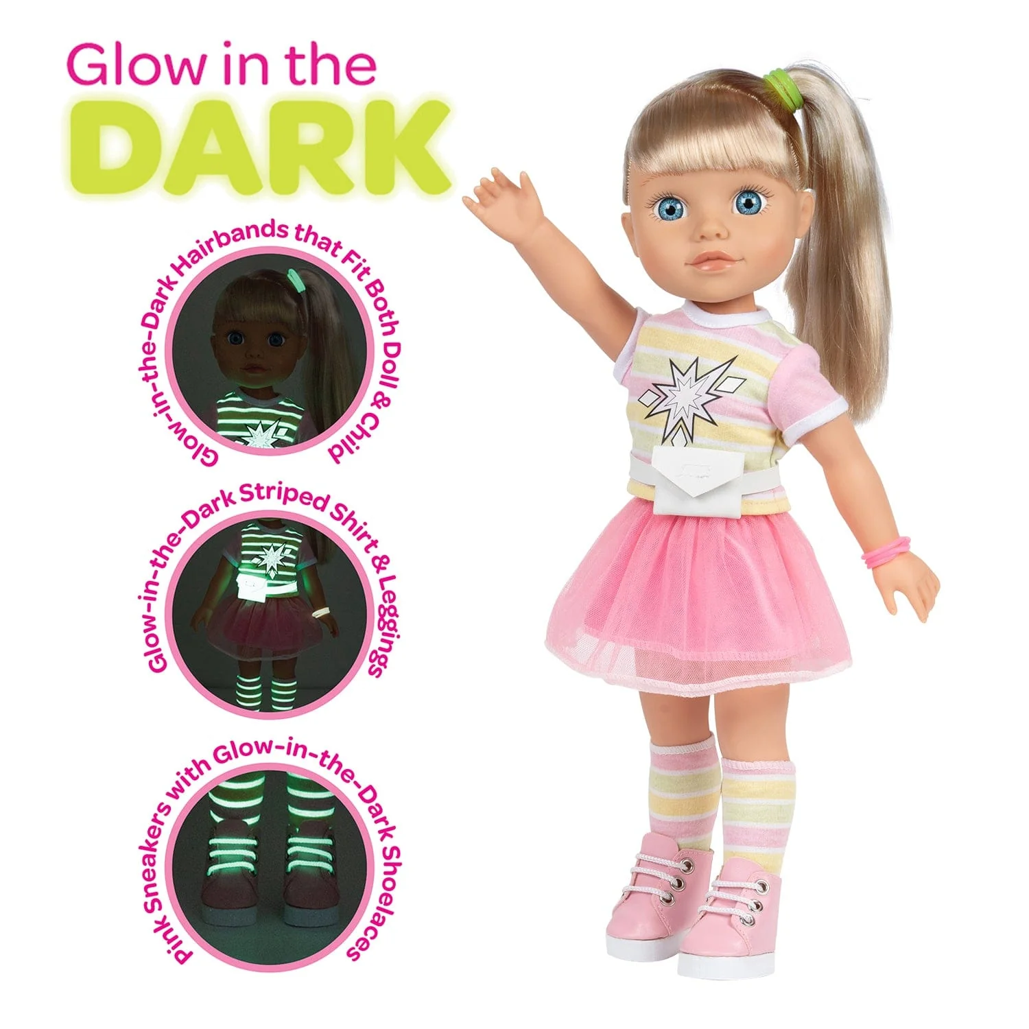 Adora Glow Girls Doll Set with Glow-in-the-Dark Clothes & Accessories - Riley - Image 8