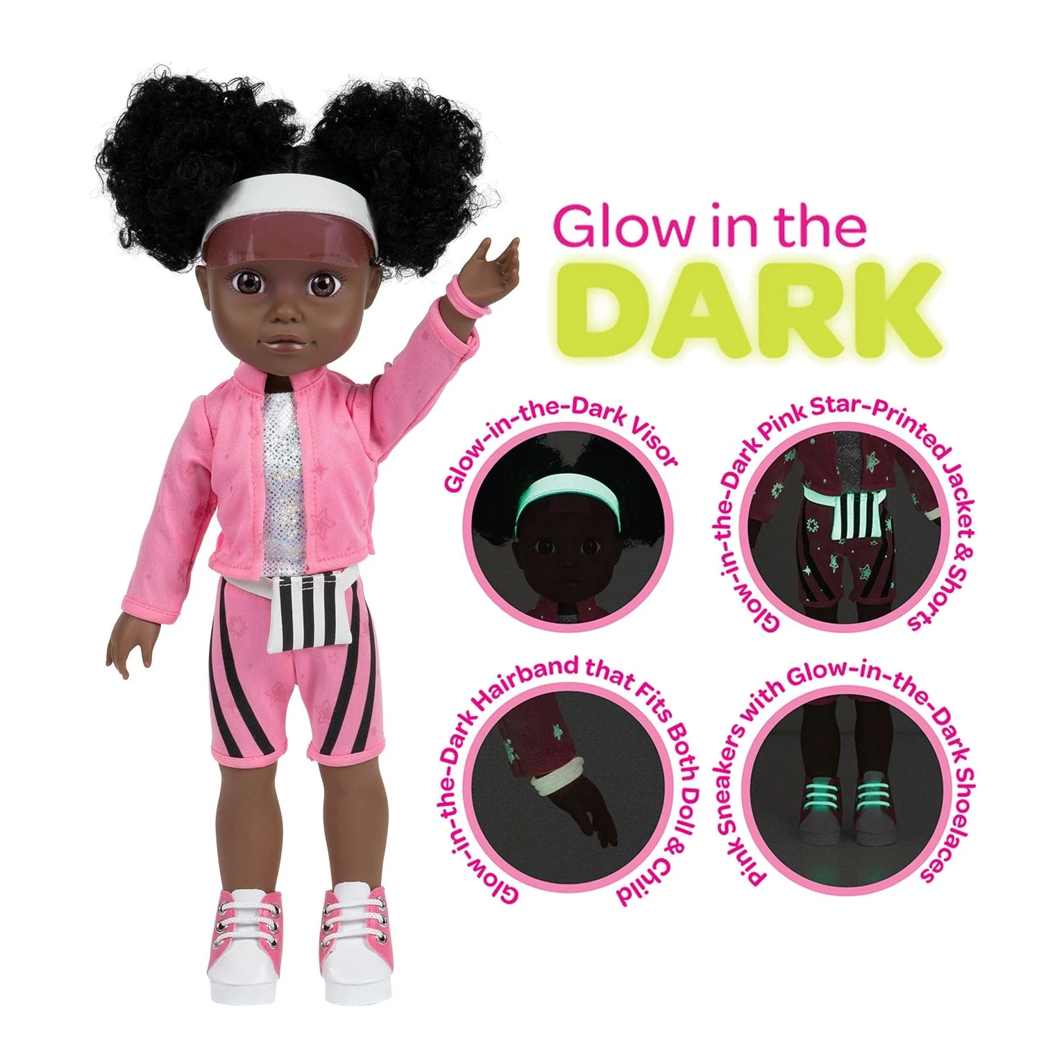 Adora Glow Girls African American Doll Set with Glow-in-the-Dark Clothes & Accessories - Serena - Image 8