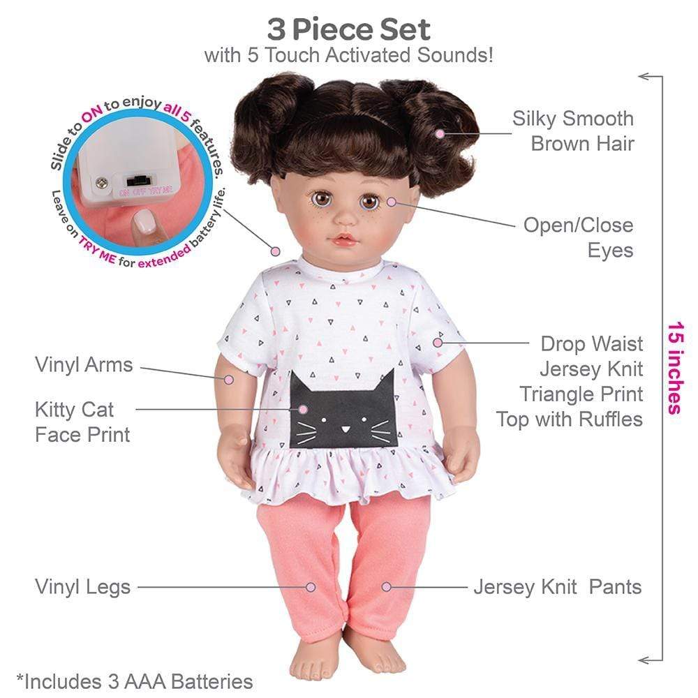 Adora Cuddle & Coo Interactive Talking Doll Coo Kitty Kisses 3-Piece Set - Image 4