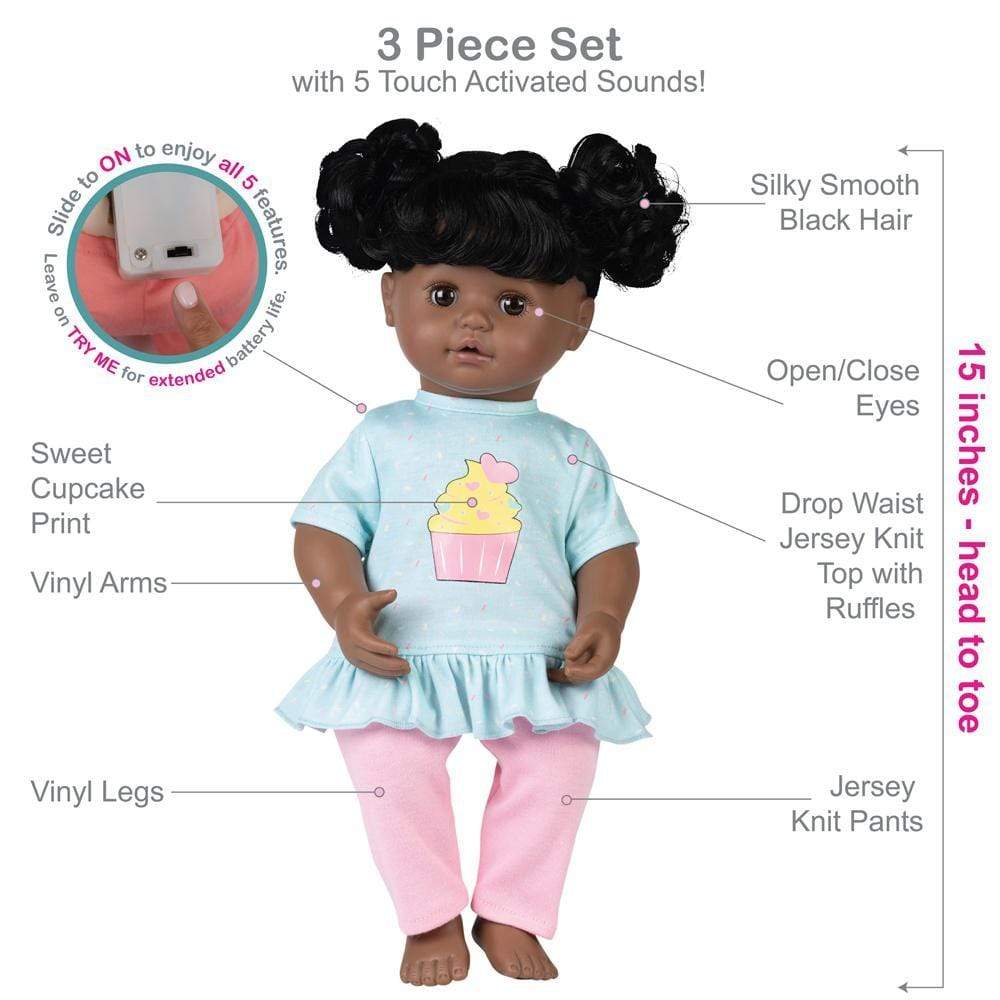 Adora Cuddle & Coo Interactive Talking Doll Baby Cuppy Cake 3-Piece Set - Image 4