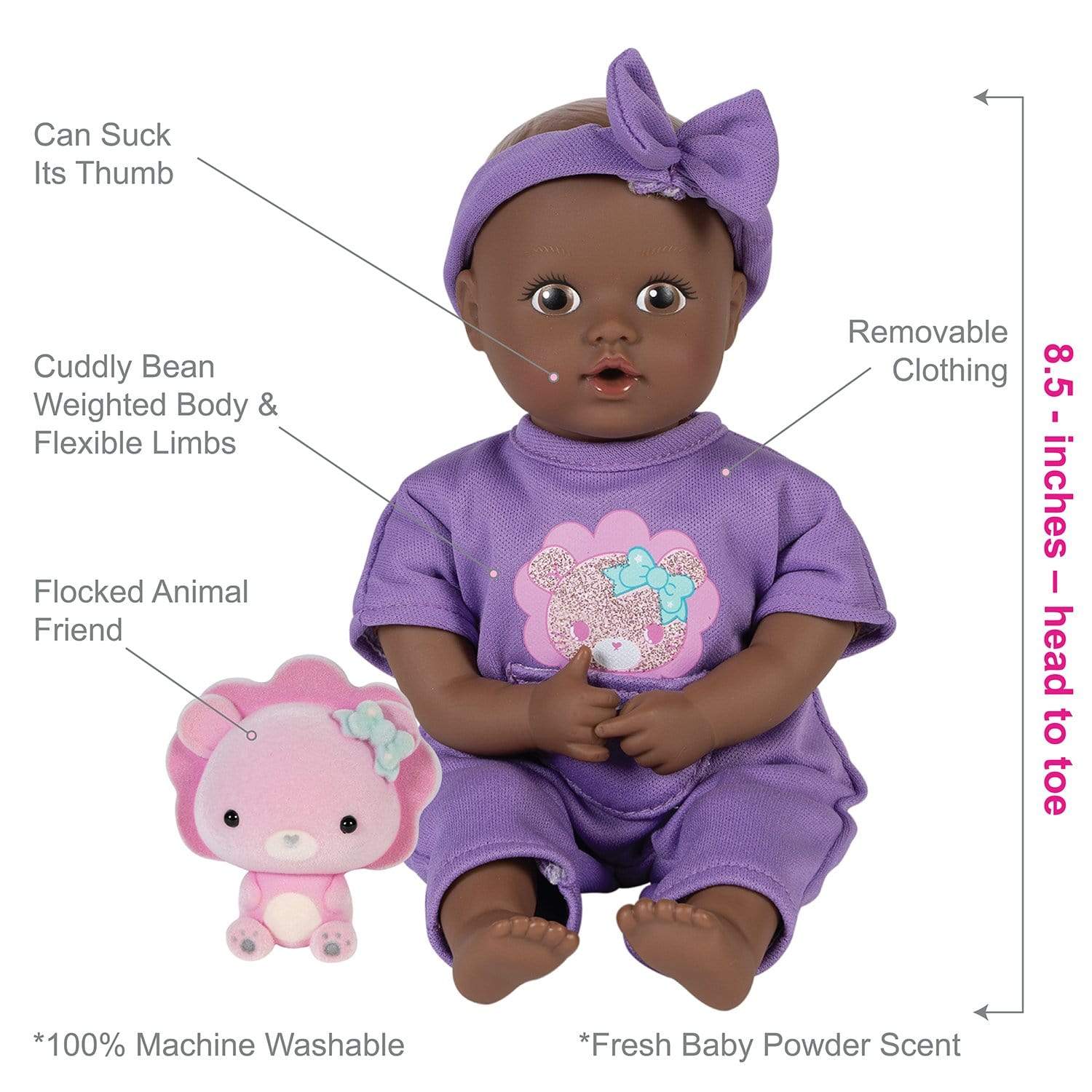 Adora Be Bright African American Baby Doll Set - Tots & Friends Baby Lion - Image 4