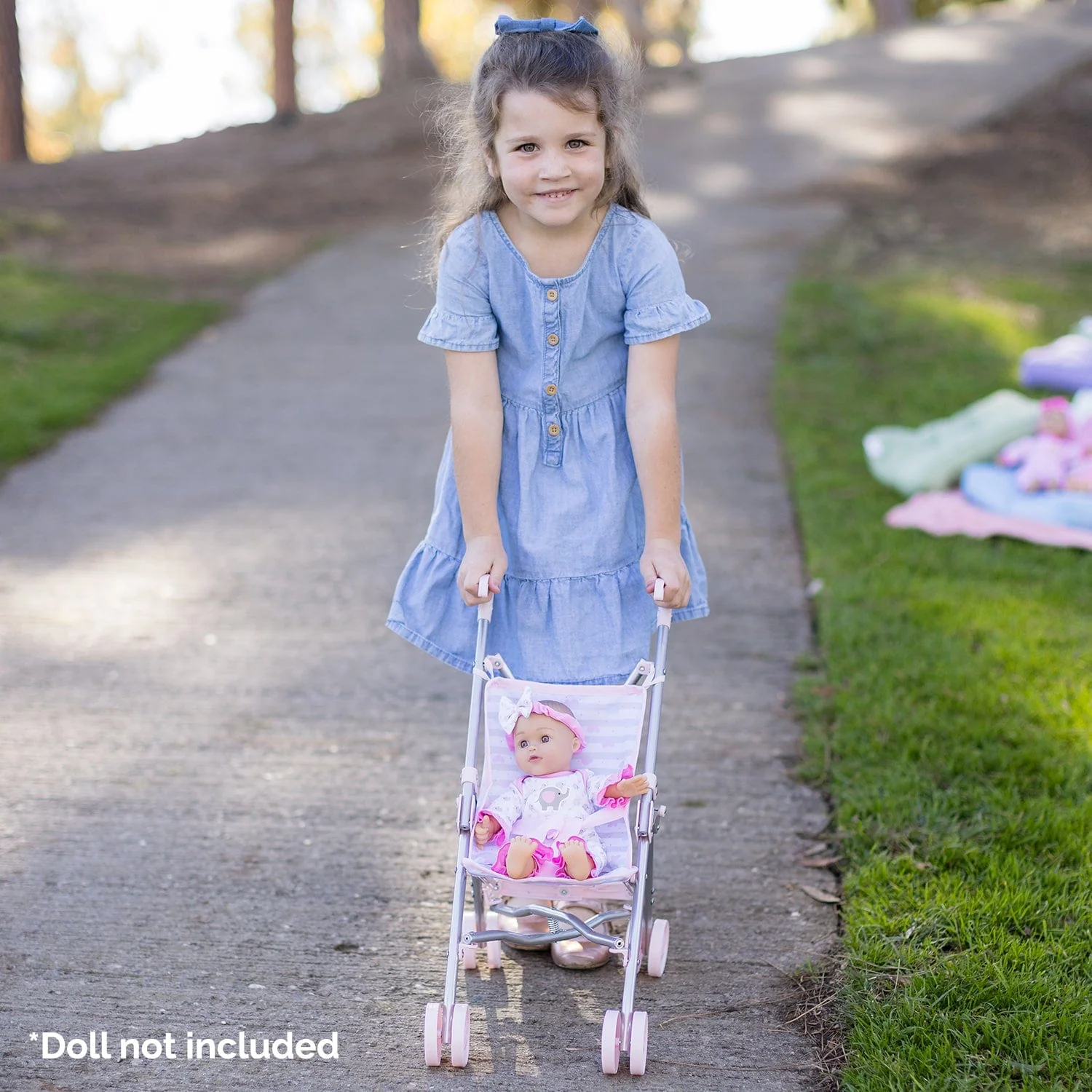 Mini Umbrella Baby Doll Stroller - Classic Pastel Pink - Image 4
