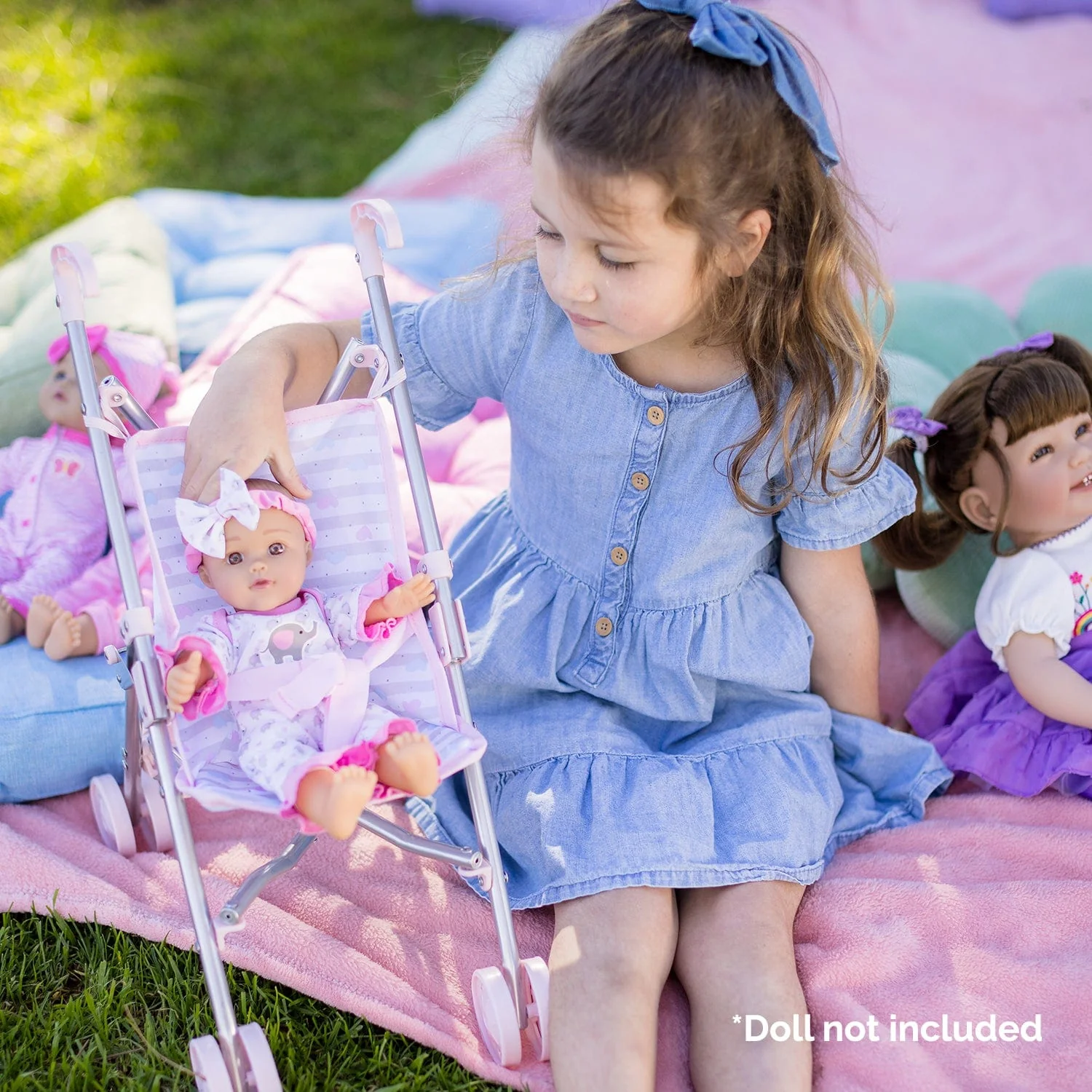 Mini Umbrella Baby Doll Stroller - Classic Pastel Pink - Image 6
