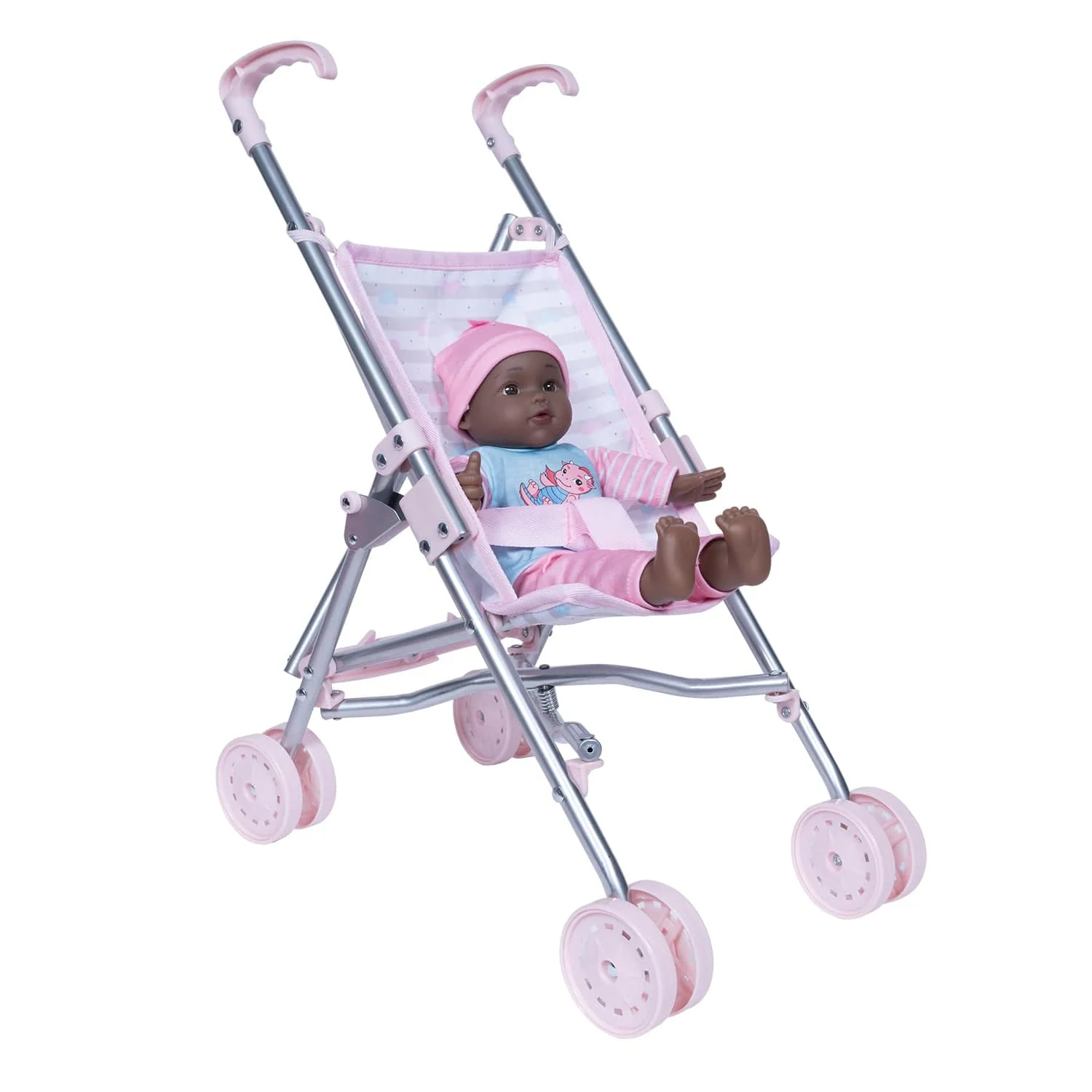 Mini Umbrella Baby Doll Stroller - Classic Pastel Pink - Image 9