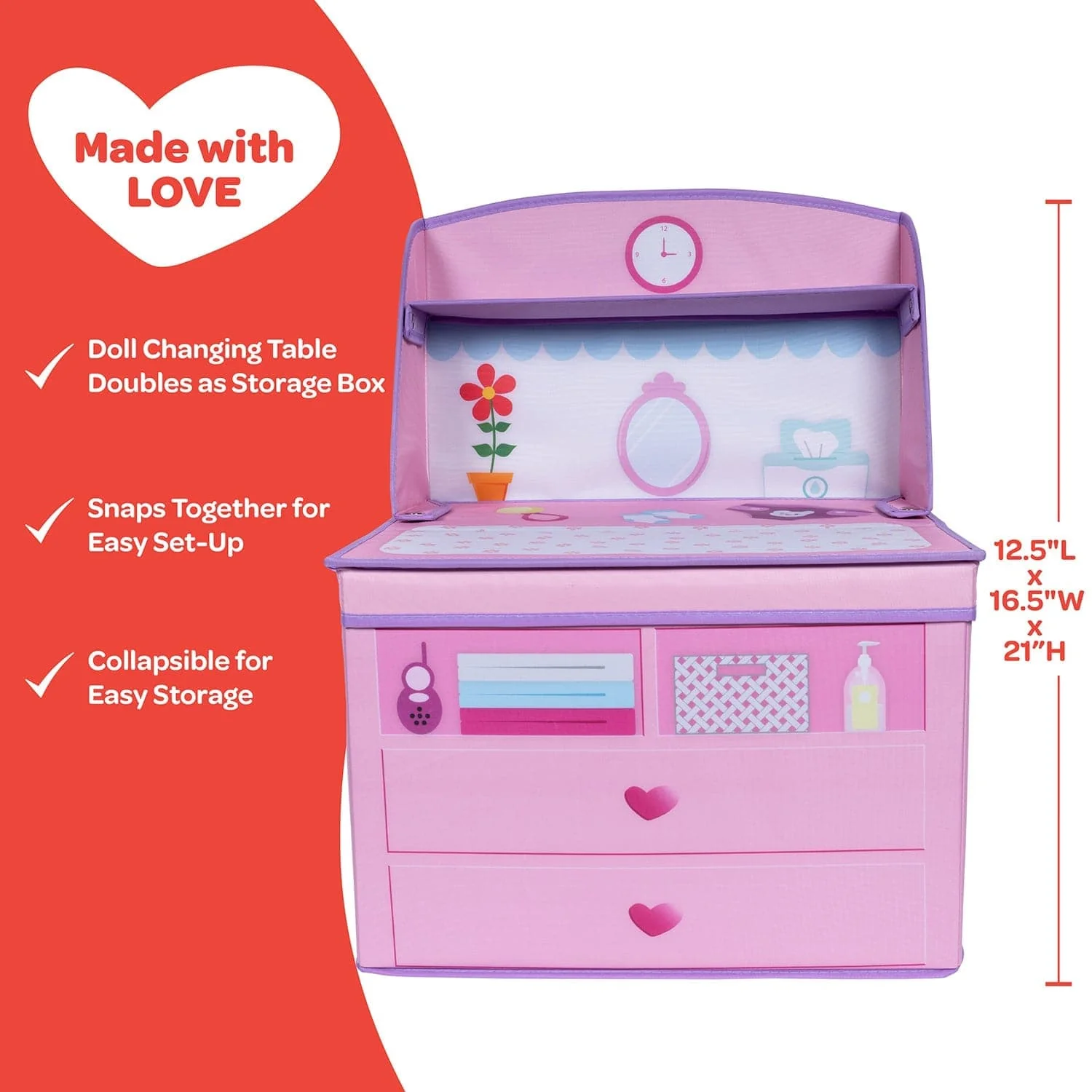 Perfectly Pink Baby Doll Changing Table Storage Box - Image 3