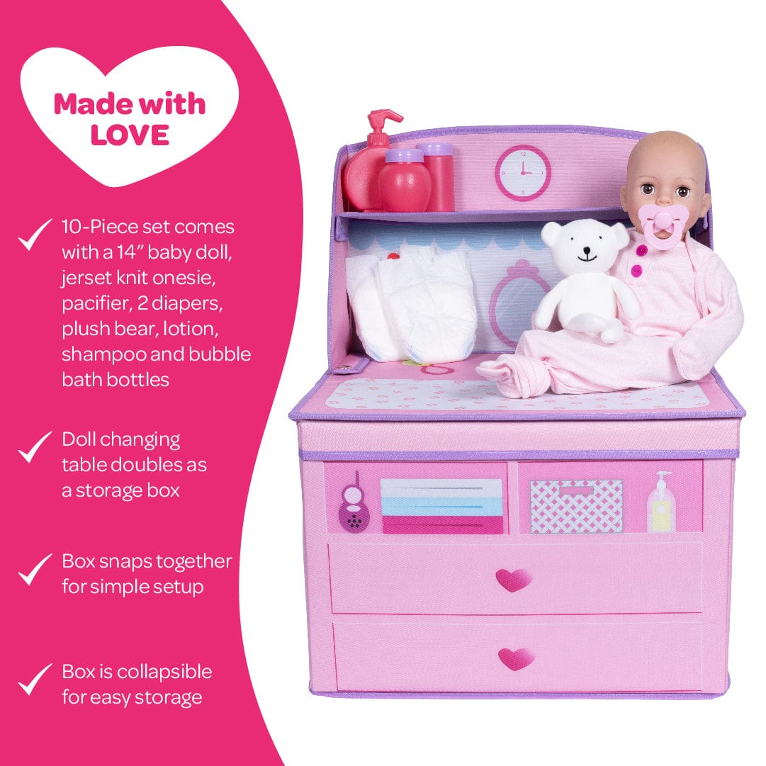 Adora Perfectly Pink Baby Doll, Changing Table & Accessories Set - Image 6