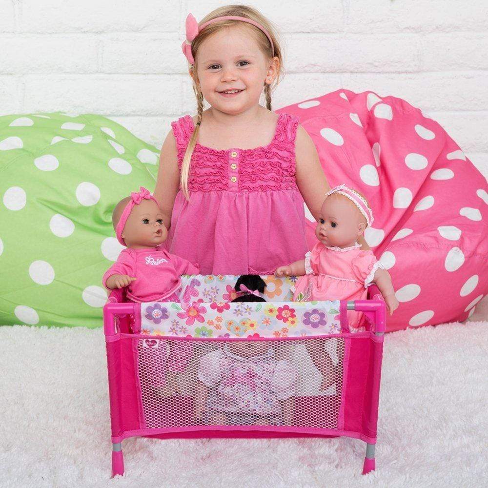 Adora Baby Doll Playpen Bed & Carry Case - Pink Flower Power - Image 3
