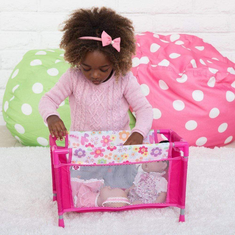 Adora Baby Doll Playpen Bed & Carry Case - Pink Flower Power - Image 5