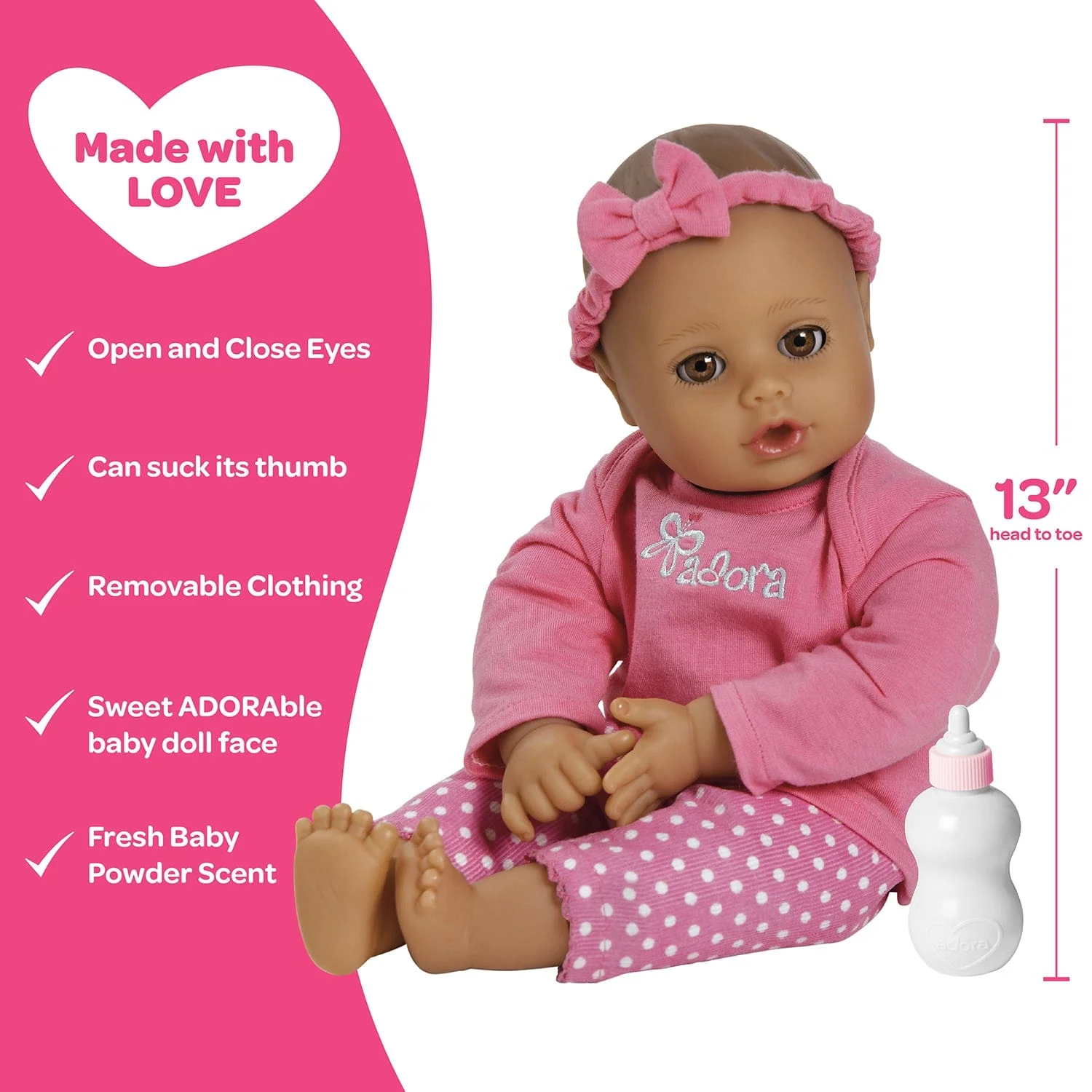 Adora PlayTime Baby Pink Baby Doll, Doll Clothes & Accessories Set - Image 4