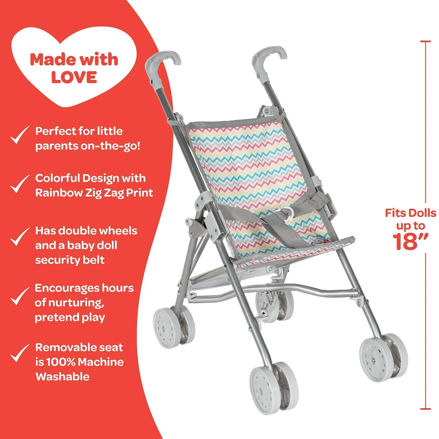 Adora Baby Doll Mini Stroller - Zig Zag Rainbow - Image 4