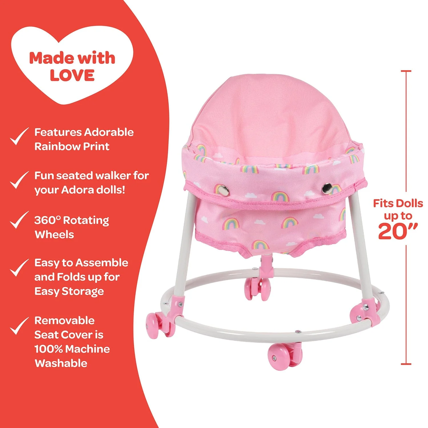 Adora Baby Doll Walker - Rainbow Rose - Image 4