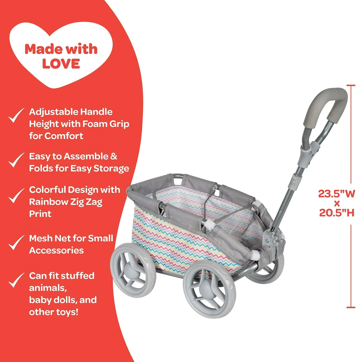 Adora Baby Doll Wagon - Rainbow Zig Zag - Image 4