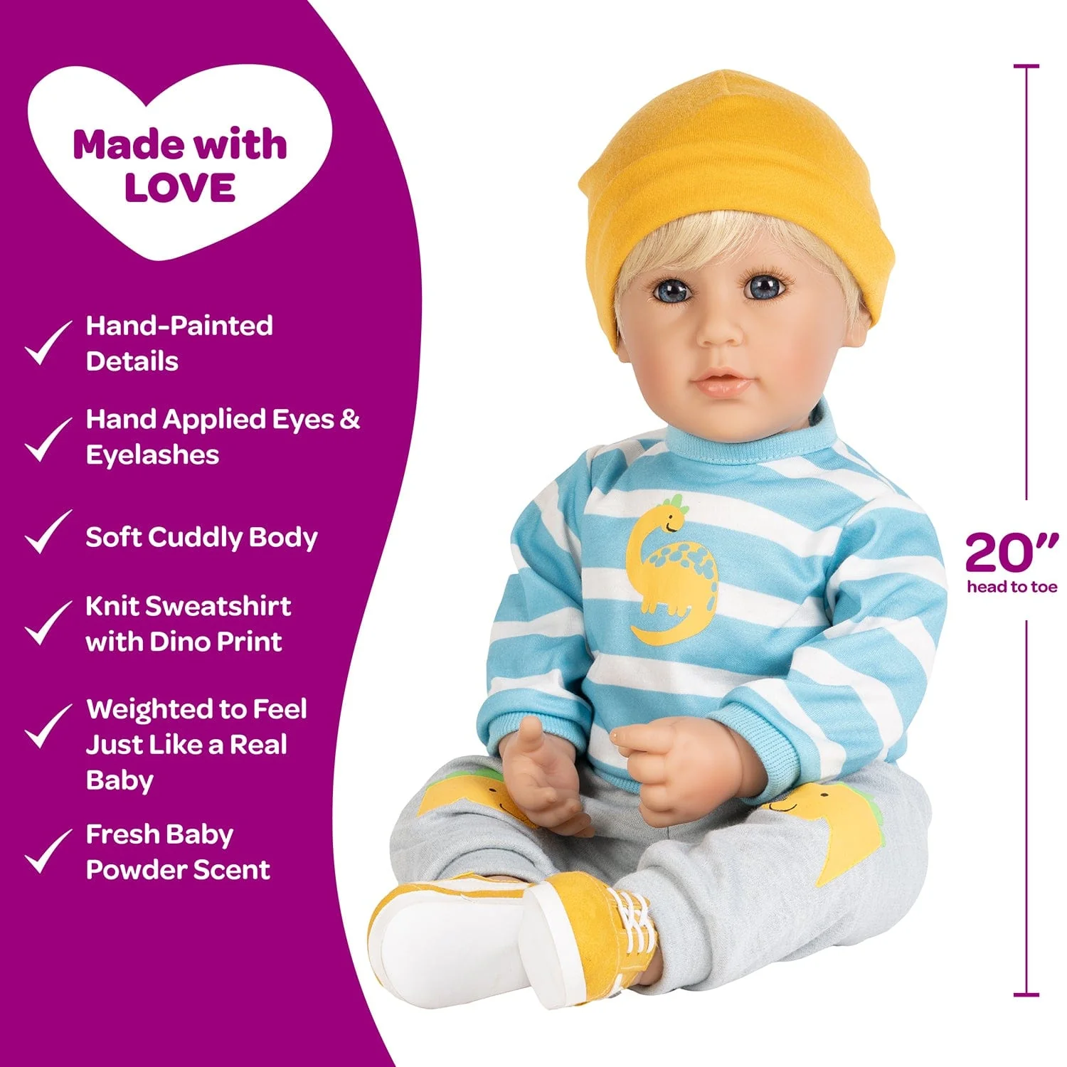 Adora Toddlertime Dino Boy Baby Doll, Doll Clothes & Accessories Set - Image 4
