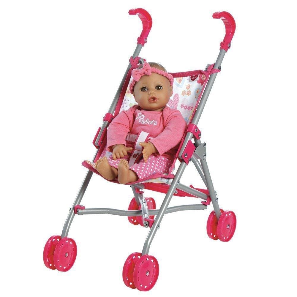 Adora Small Baby Doll Stroller with Umbrella Shade & Floral Print - Image 4
