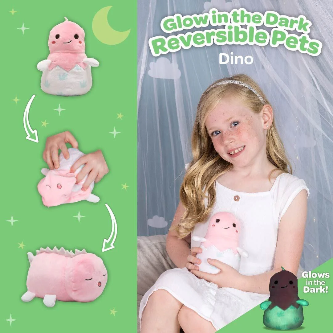 Adora Snuggle & Glow Dinosaur Stuffed Animal, Reversible Glow-in-the-Dark Pet - Image 3