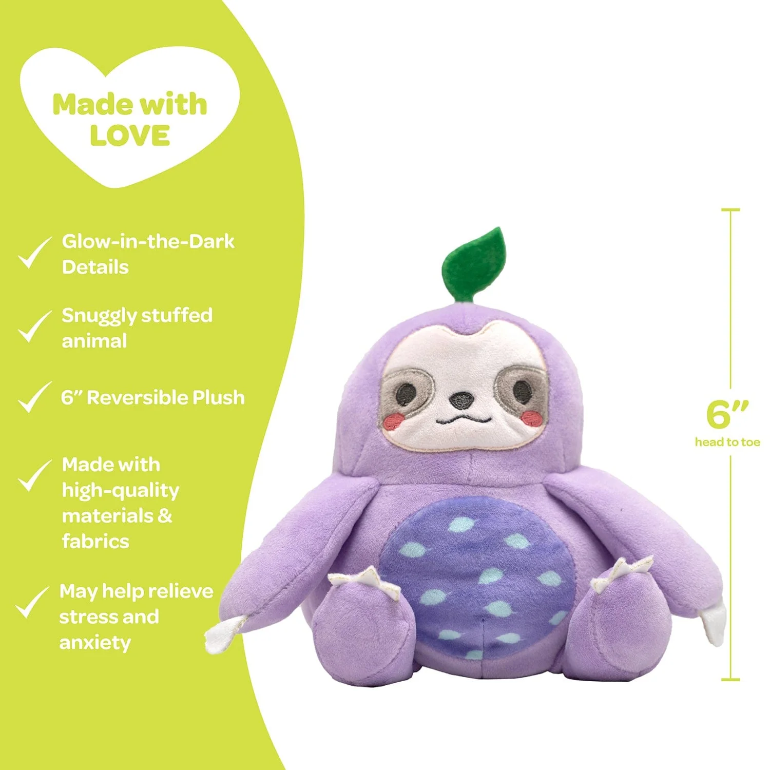 Adora Snuggle & Glow Sloth Stuffed Animal, Reversible Glow-in-the-Dark Pet - Image 5