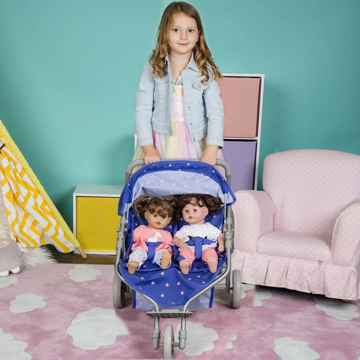 Starry Night Twin Jogger Stroller - Image 7