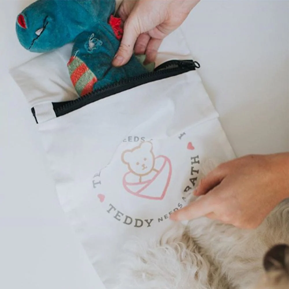 Teddy Needs a Bath Small Washer and Dryer Bag - 10"X15" - Image 3