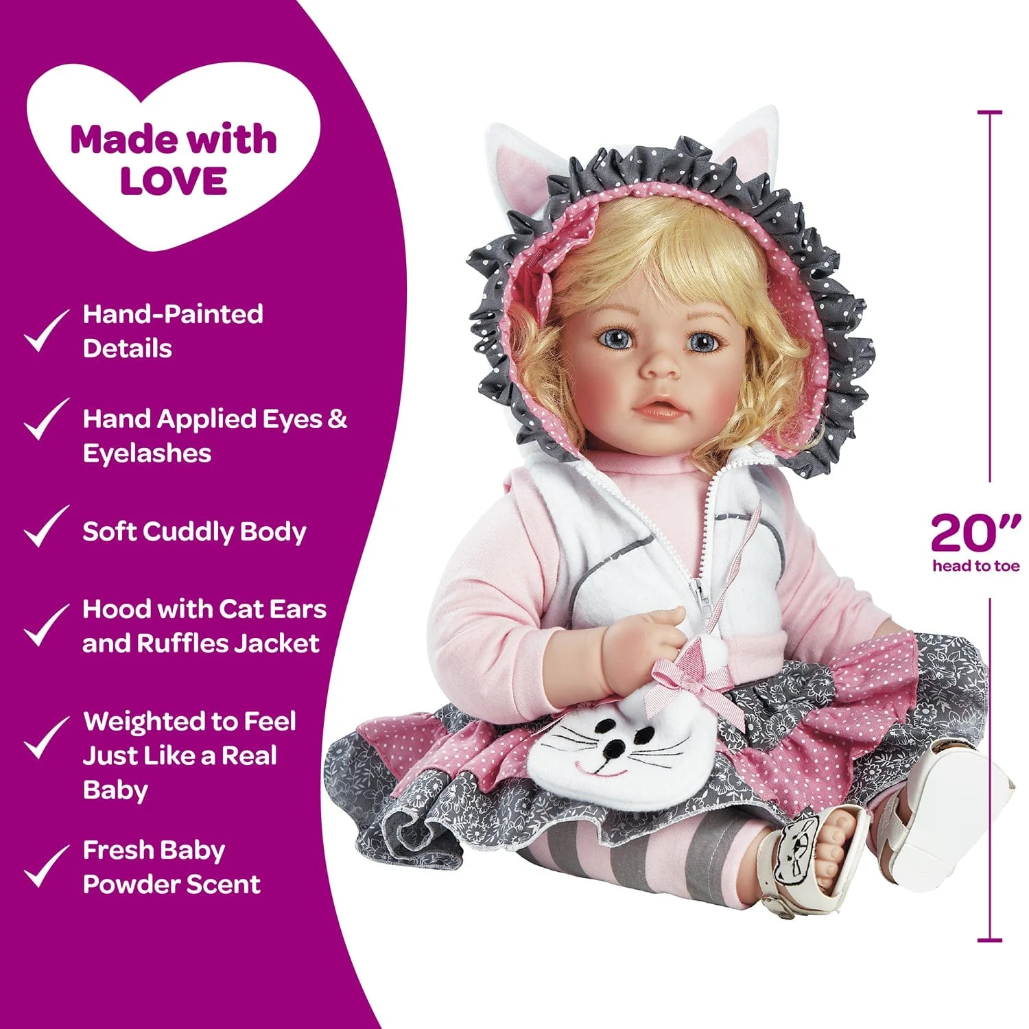 Adora Toddlertime The Cat’s Meow Baby Doll, Doll Clothes & Accessories Set - Image 4