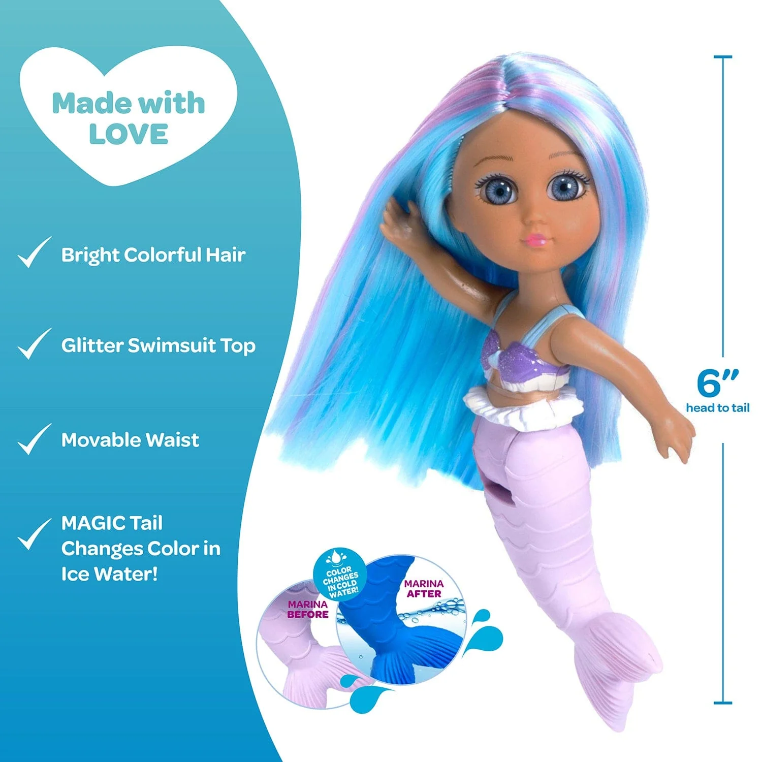 Adora Water Wonder Color-Changing Mermaid Doll - Marina - Image 4