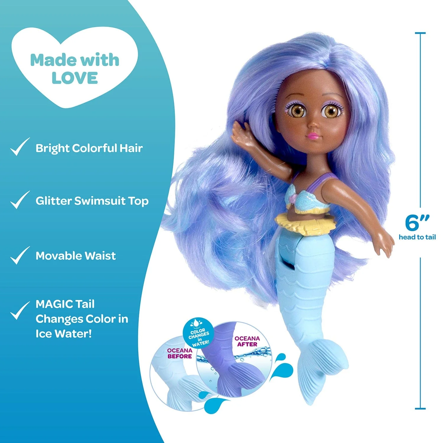 Adora Water Wonder Color-Changing Mermaid Doll - Oceana - Image 4