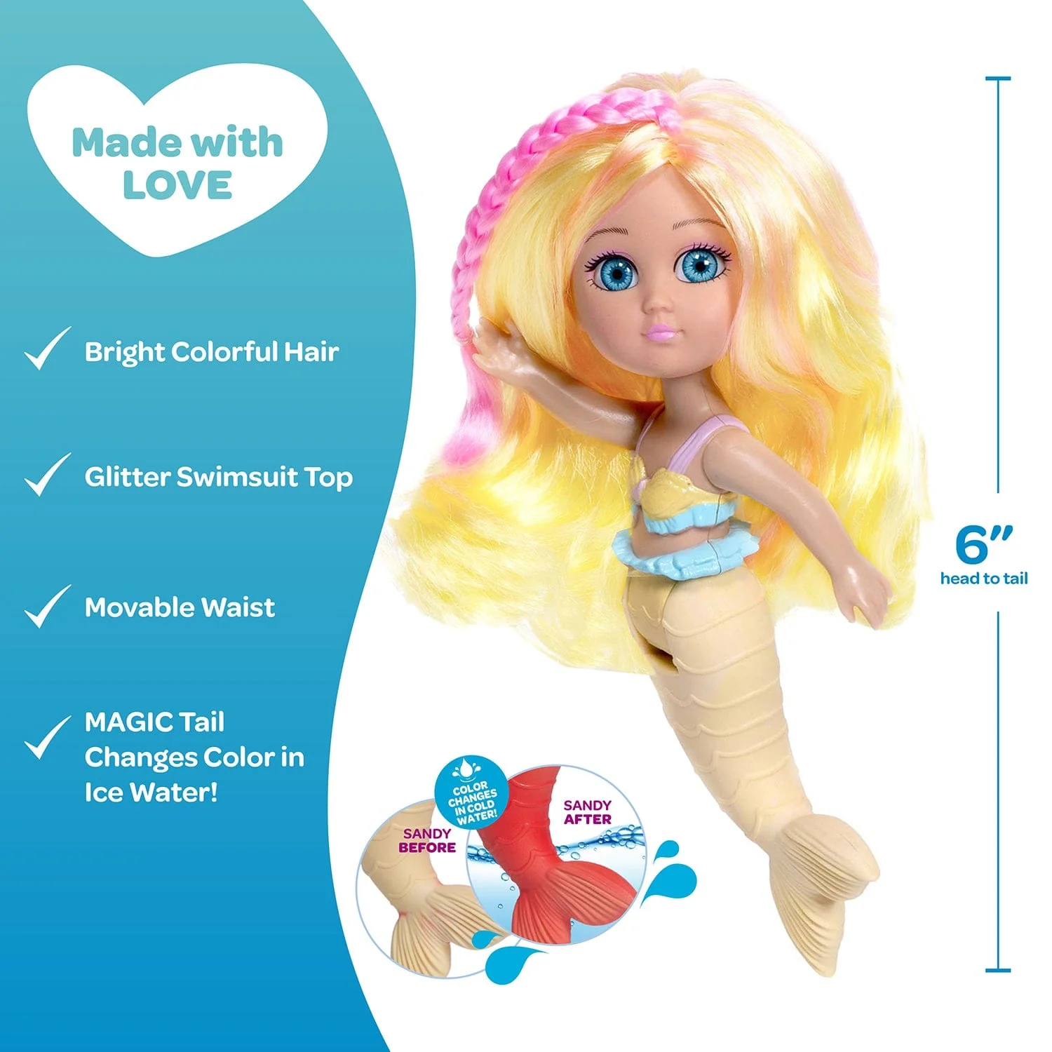 Adora Water Wonder Color-Changing Mermaid Doll - Sandy - Image 4