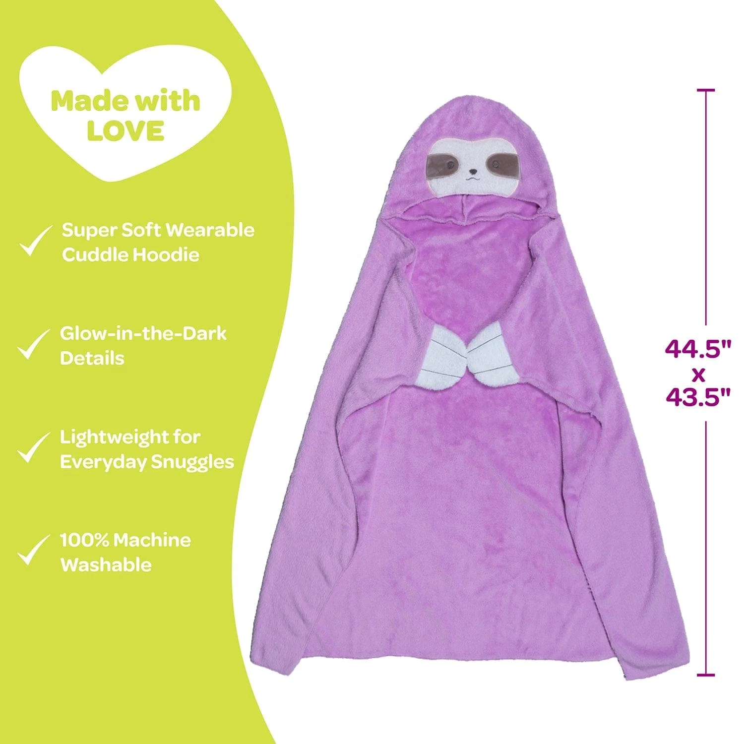 Adora Snuggle & Glow Sloth Plushie Hoodie, Glows in the Dark - Image 7