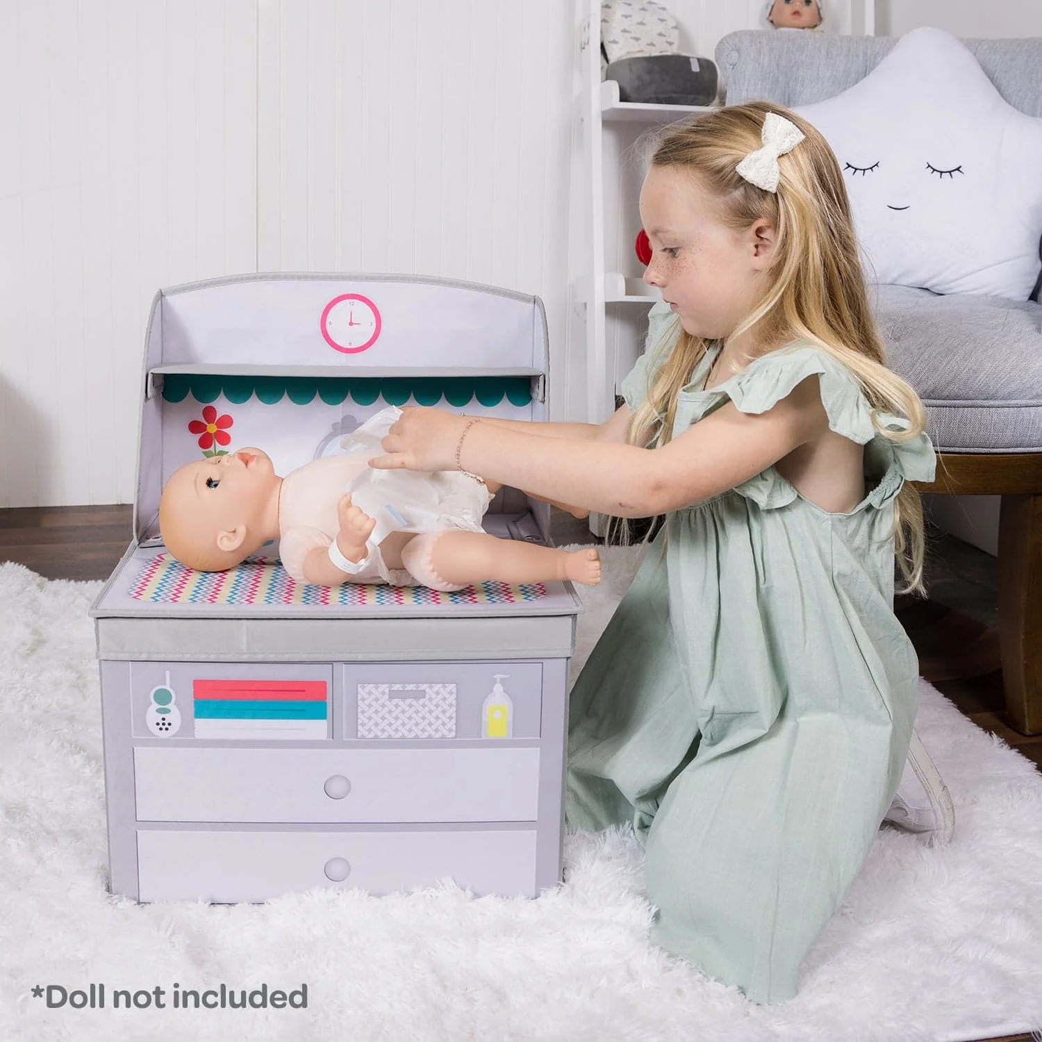Zig Zag Rainbow Baby Doll Changing Table Storage Box - Image 4