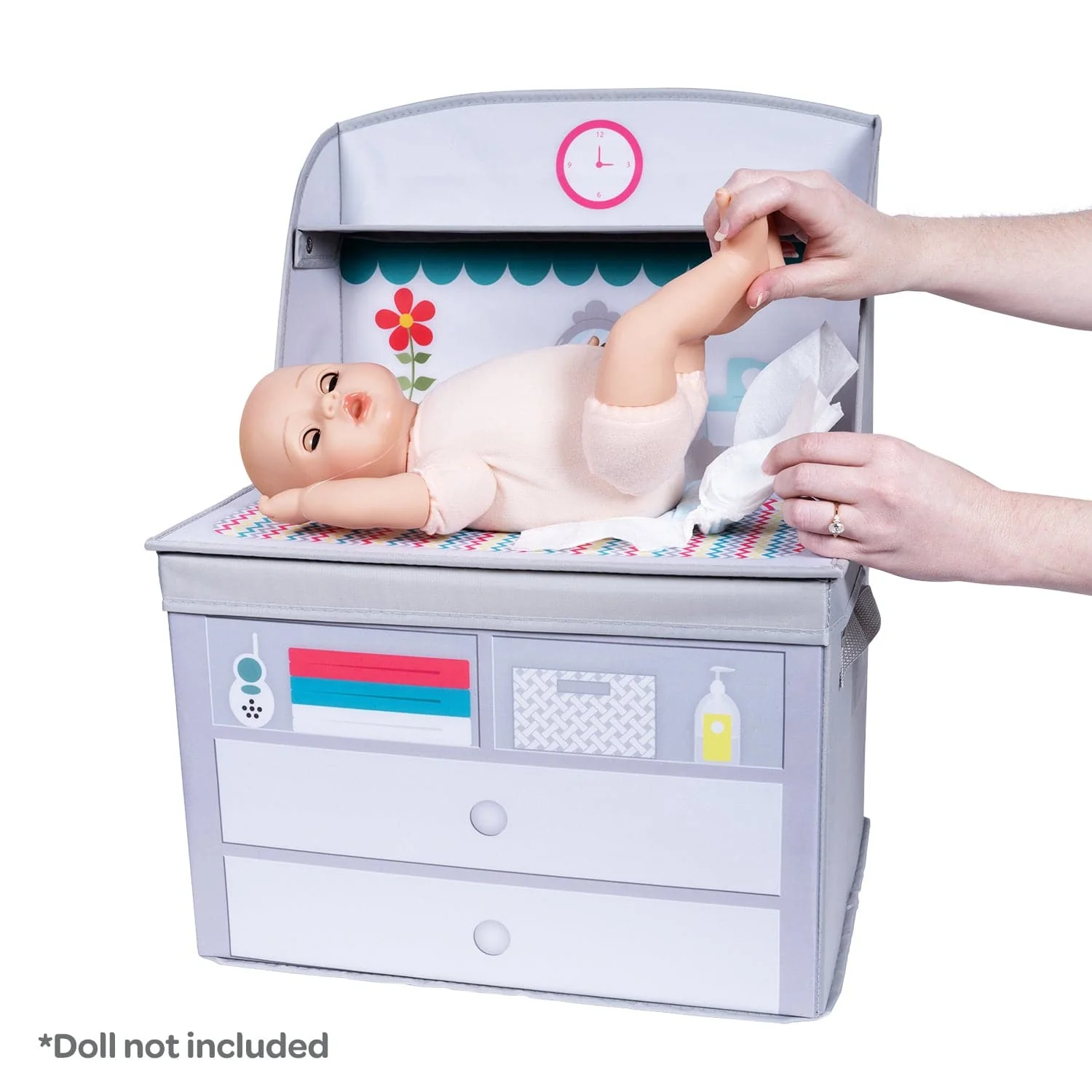 Zig Zag Rainbow Baby Doll Changing Table Storage Box - Image 7
