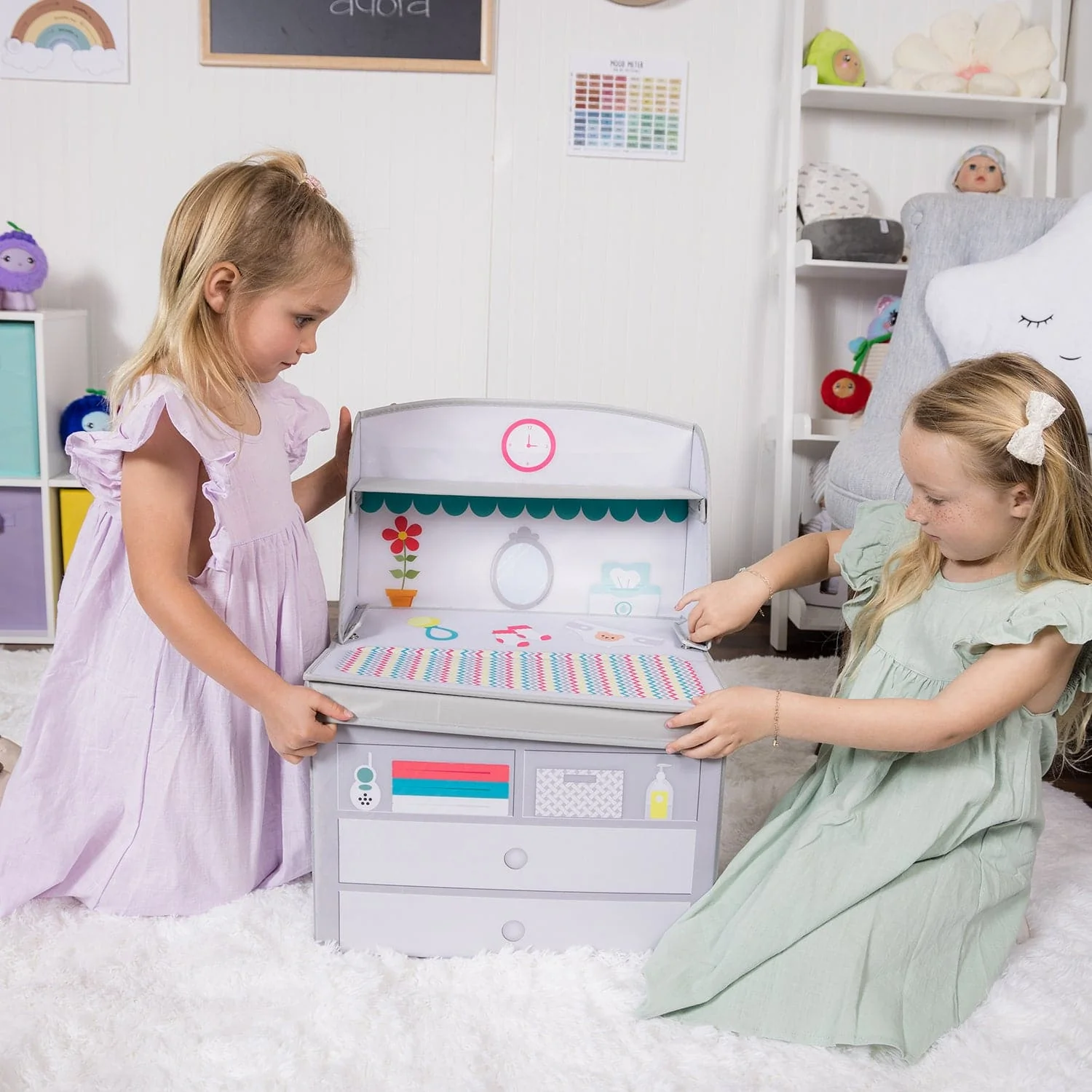 Zig Zag Rainbow Baby Doll Changing Table Storage Box - Image 8