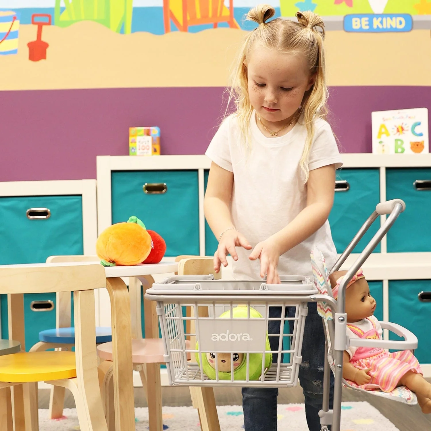 Adora 2-in-1 Shopping Cart with Doll Seat – Zig Zag Rainbow - Image 4
