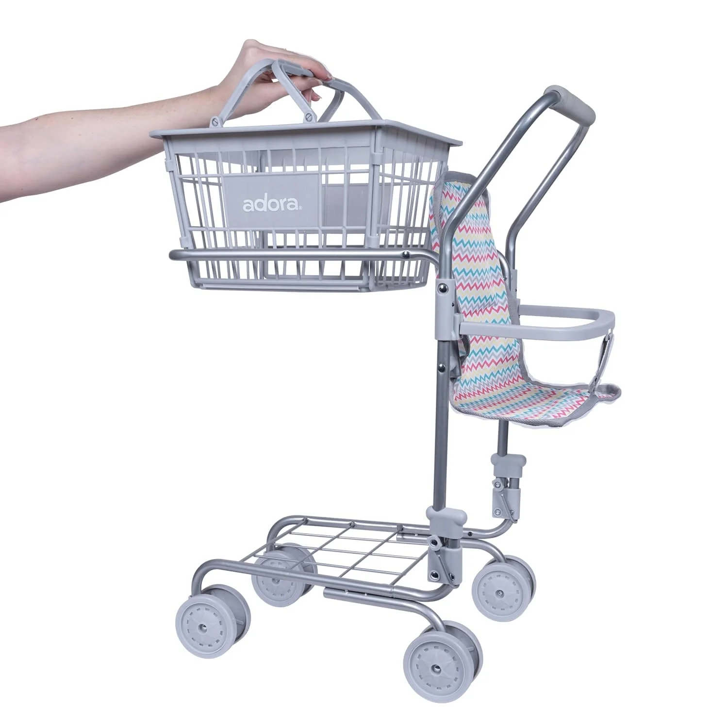 Adora 2-in-1 Shopping Cart with Doll Seat – Zig Zag Rainbow - Image 5