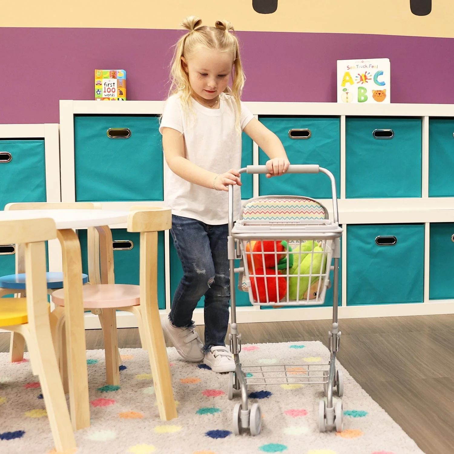Adora 2-in-1 Shopping Cart with Doll Seat – Zig Zag Rainbow - Image 6