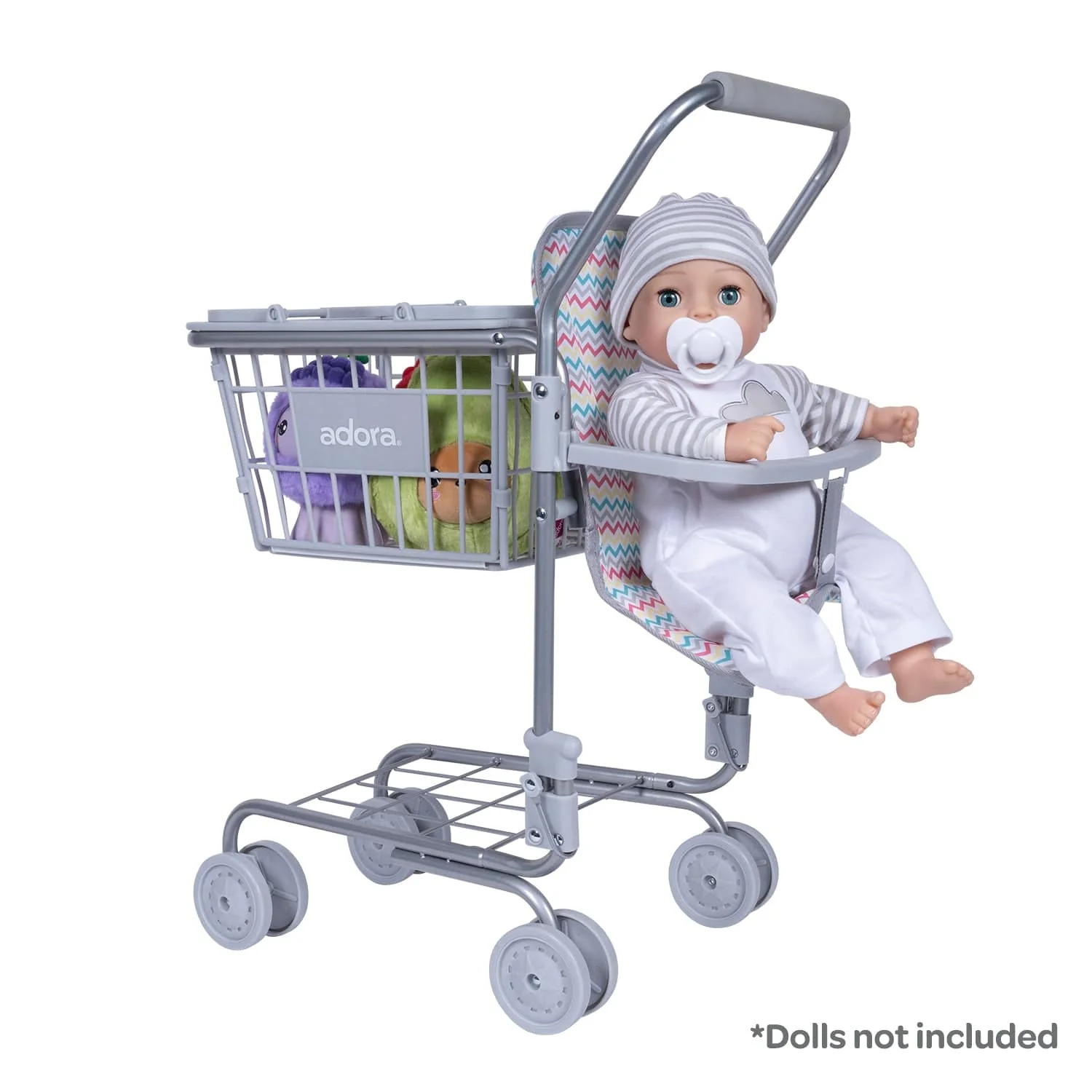 Adora 2-in-1 Shopping Cart with Doll Seat – Zig Zag Rainbow - Image 7