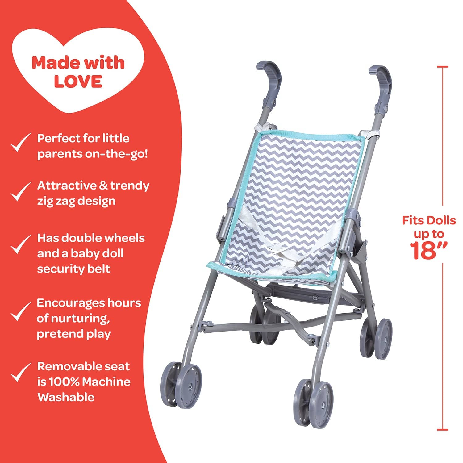 Adora Small Baby Doll Stroller - Zig Zag - Image 4